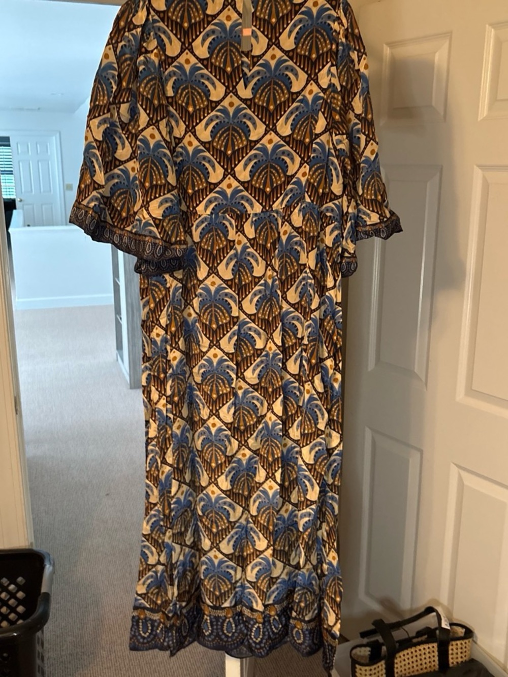 A315 - FARM Rio Cocopalm Beige Maxi Dress XL Embroidered - Picture 2 of 3